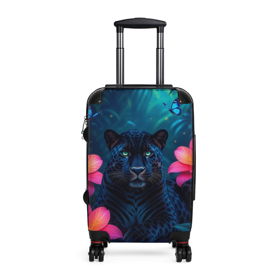 Butterfly Dream Black Panther Floral Carry-On Suitcase
