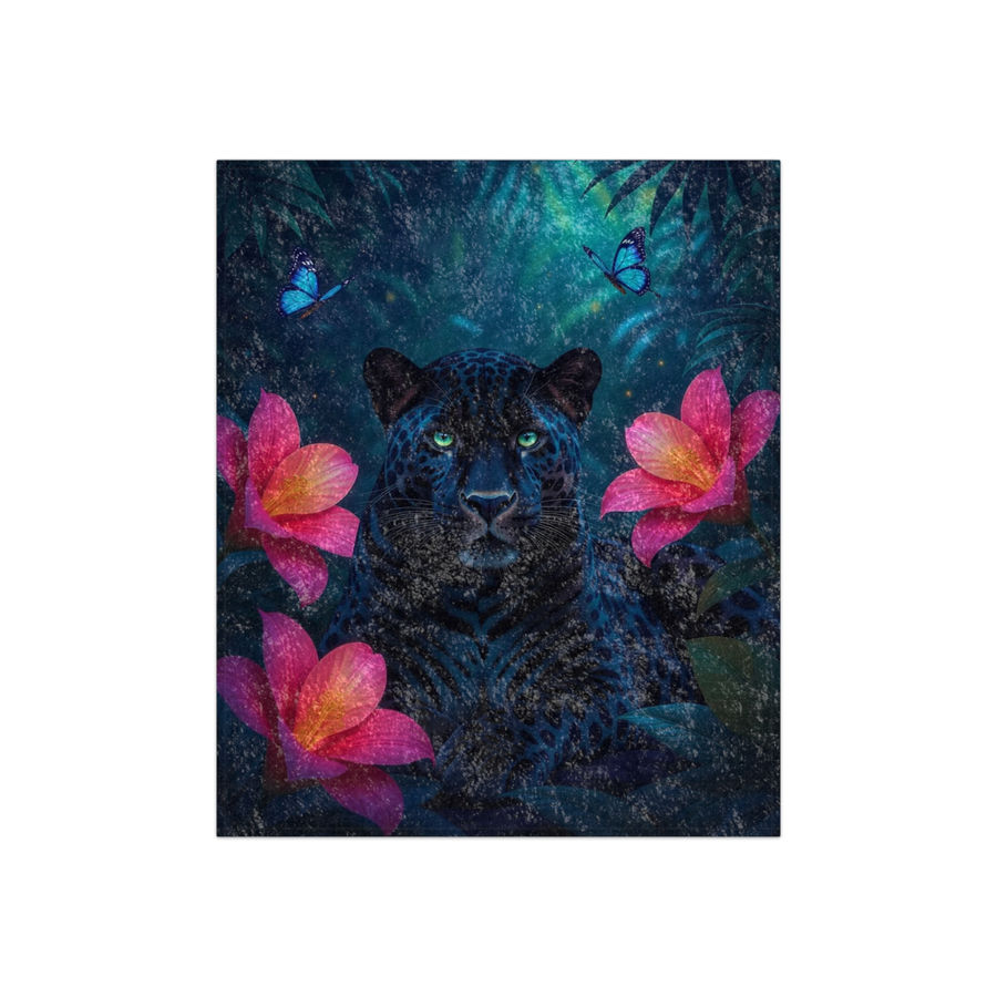 Butterfly Dream black panther print crushed velvet throw blanket