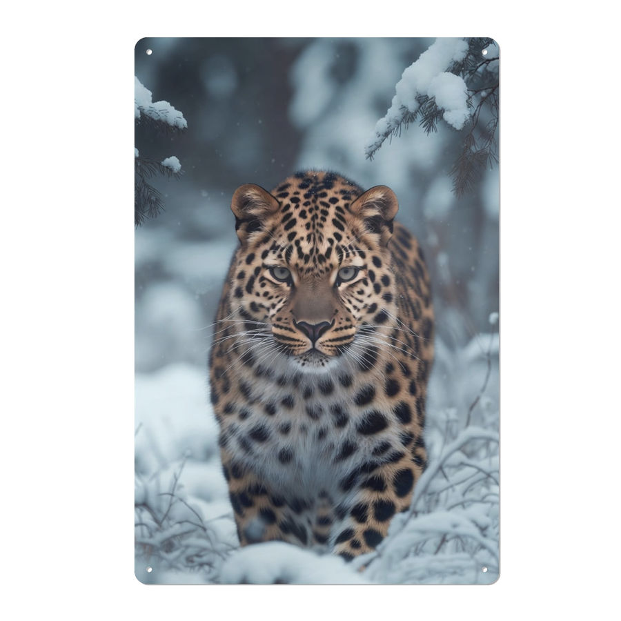 Endangered Cat Species: Amur Leopard Iron Sign Wall Art