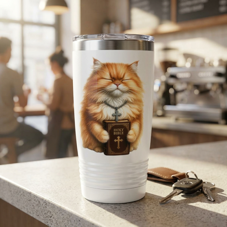 Faith Cattytude 20oz Stainless Steel Double Wall Insulated Tumbler