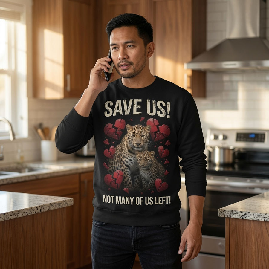 Save Us! Amur Leopard Conservation Awareness Sweatshirt